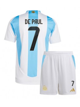 Argentina Rodrigo De Paul #7 Replika Hemmakläder Barn Copa America 2024 Kortärmad (+ byxor)